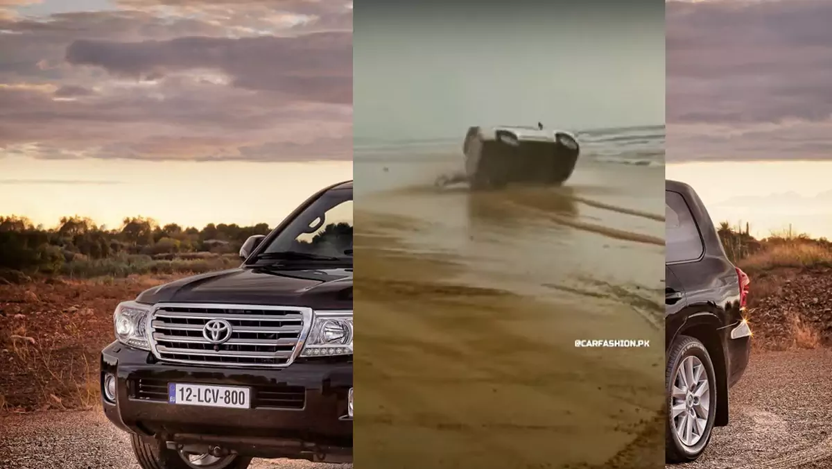 Wymyślili, że będą driftowali Land Cruiserem na plaży. Wywrócili 2,5-tonową terenówkę