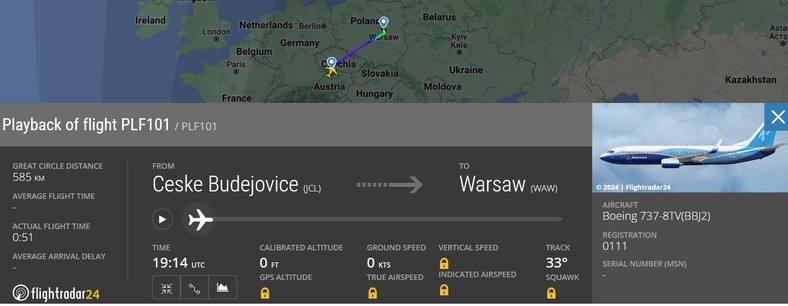 Detalii despre zborul de întoarcere la Varșovia.