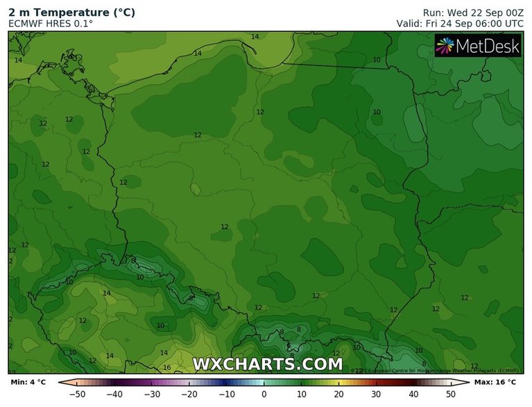 Temperatura nad ranem będzie umiarkowana