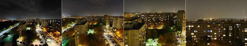 Przykładowe zdjęcia w trybie nocnym wykonane aparatem vivo X51 5G we wszystkich dostępnych w interfejsie użytkownika podstawowych ustawieniach zoomu - 0,6x, 1x, 2x i 5x (kliknij, aby powiększyć)