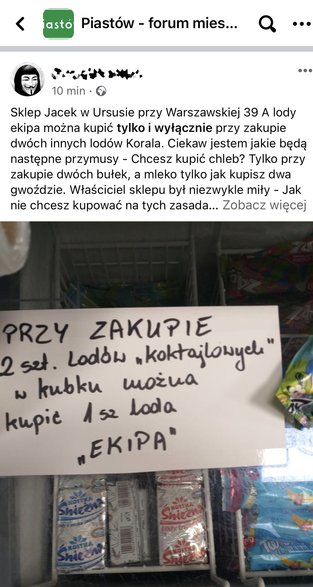 Lody Ekipa w sklepie na Ursusie