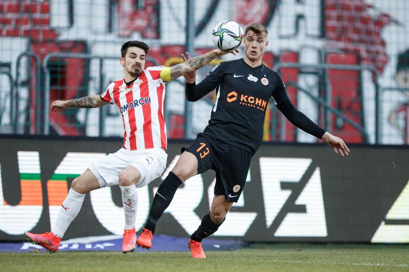 Pilka nozna. PKO Ekstraklasa. Cracovia Krakow - Zaglebie Lubin. 28.02.2021