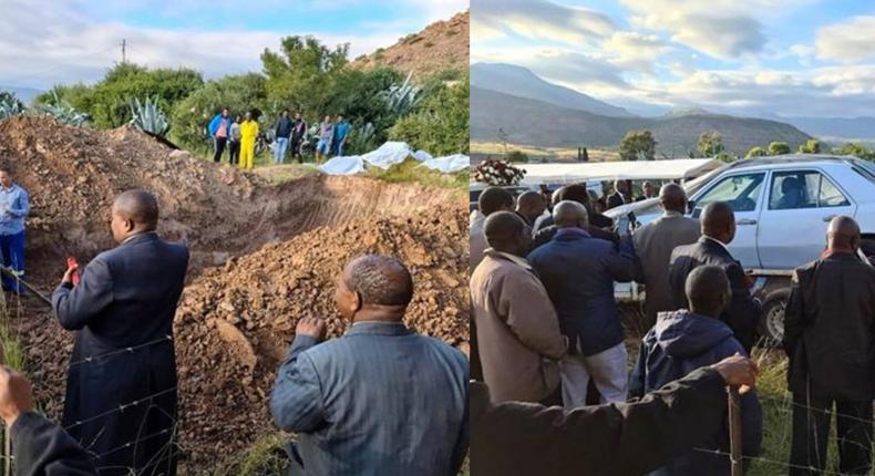 Villagers watch speechlessly as local chief is buried in Mercedes Benz (video/photos)