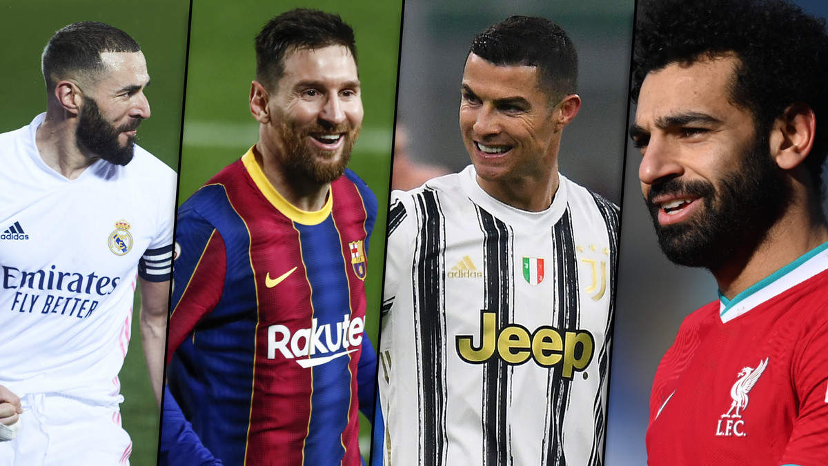 Karim Benzema, Lionel Messi, Cristiano Ronaldo, Mohamed Salah