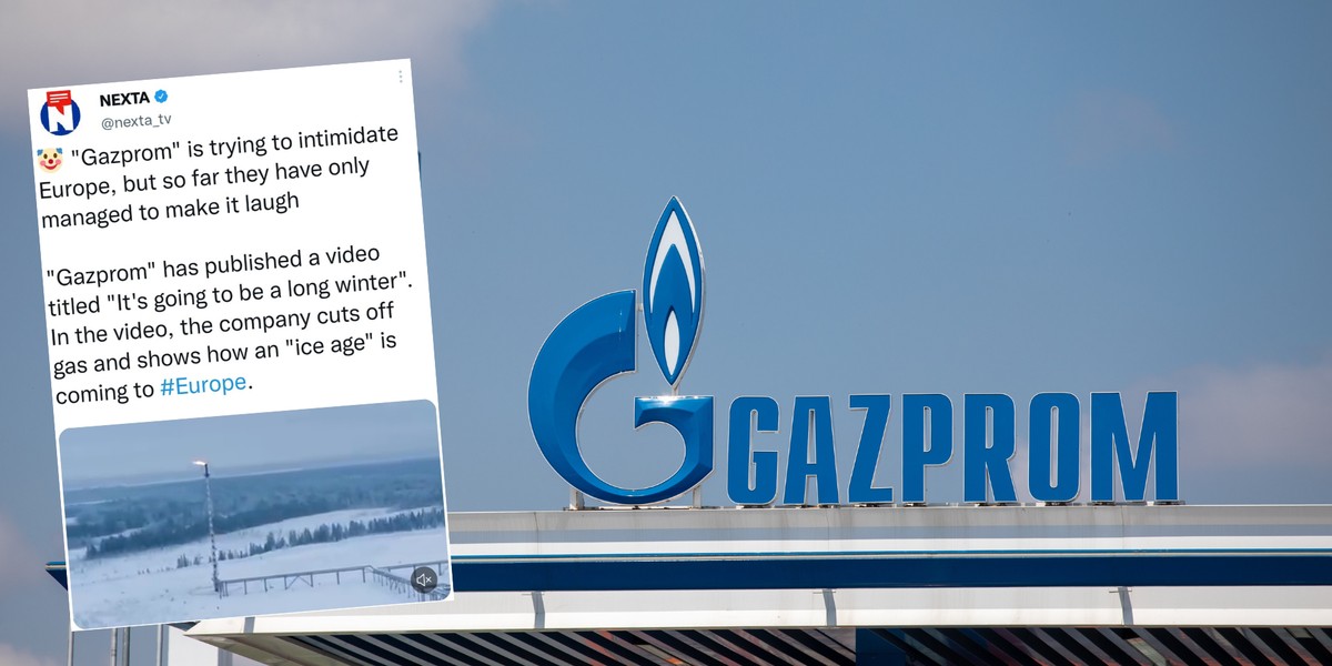 Gazprom wypuścił propagandowy film, w którym straszy Europę brakami gazu w zimie (fot. nexta_tv/Twitter)