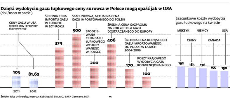 Dzięki wydobyciu gazu łupkowego ceny surowca w Polsce mogą spaść jak w USA