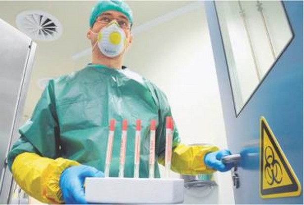 Badanie próbek grypy w laboratorium w Państwowym Instytucie Weterynarii w Puławach
