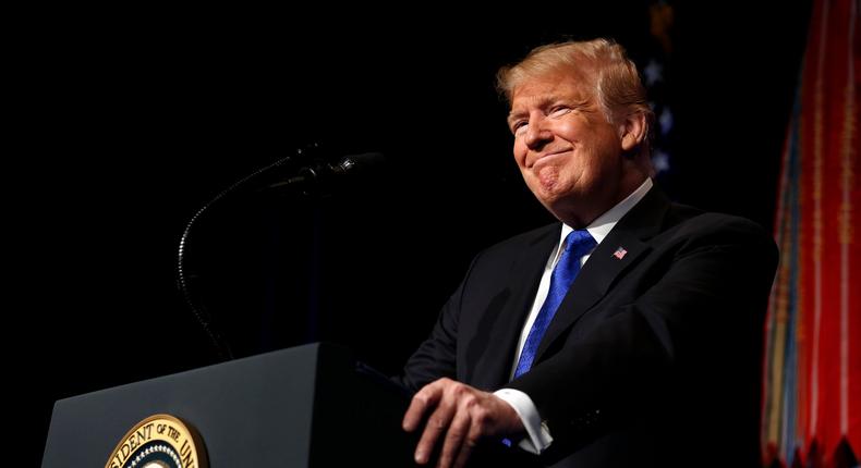 ARLINGTON, VA - JANUARY 17: (AFP OUT) U.S. President Donald J. Trump speaks during a Missile Defense Review announcement on January 17, 2019 at the Pentagon, in Arlington, Virginia. Trump pushed for a more aggressive missle defense system to counter threats from North Korea, Russia and China. (Photo by Martin H. Simon - Pool/Getty Images)