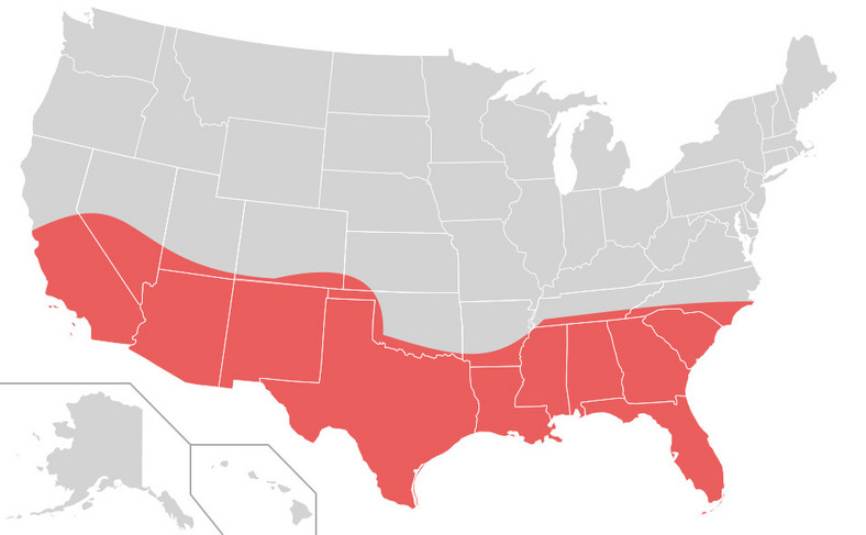 Pasa Słońca (Sun Belt) w USA