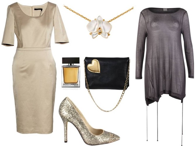 Sukienka - Rabarbar/rabarbar.co, sukienka złota - HERA/hera.com.pl, torebka - antbag by ania/antbags.pl, kolia –Cartier/cartier.com, buty – Menbur/ grupomenbur.com