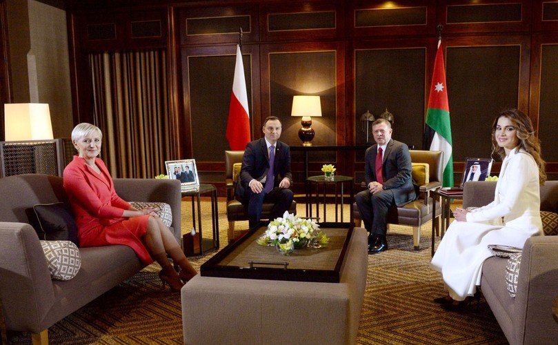 Agata Kornhauser-Duda, prezydent Andrzej Duda, król Abdullah II i królowa Rania