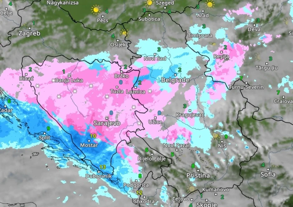 Trenutno kretanje oblaka u Srbiji
