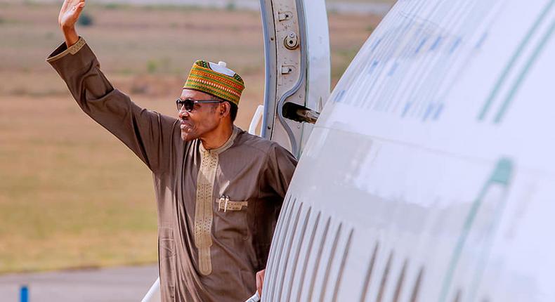 President Muhammadu Buhari departs for Jordan for the World Economic Forum on April 4, 2019 (Presidency)