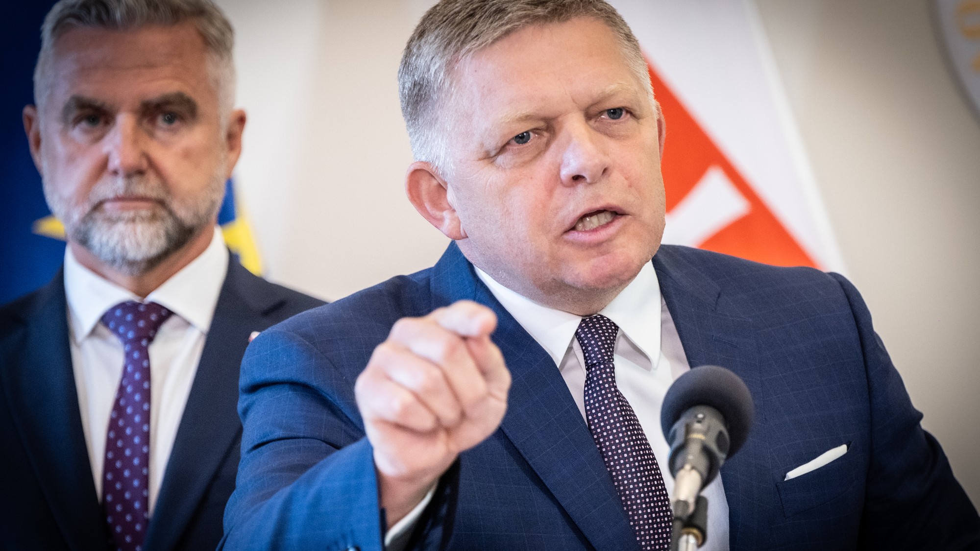 Robbert Fico a Tibor Gašpar na tlačovke strany Smer-SD  29.7.2025