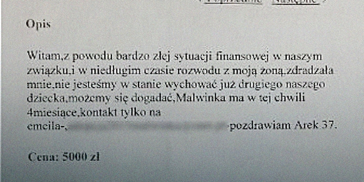 W Głogowie sprzedawali córeczkę za 5 tysięcy