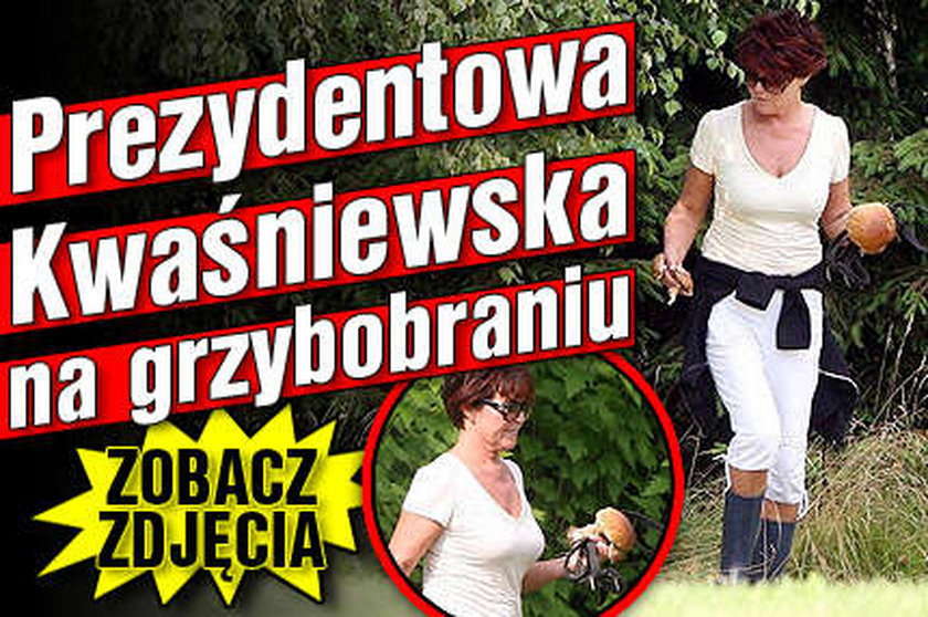Prezydentowa Kwaśniewska na grzybobraniu. FOTY