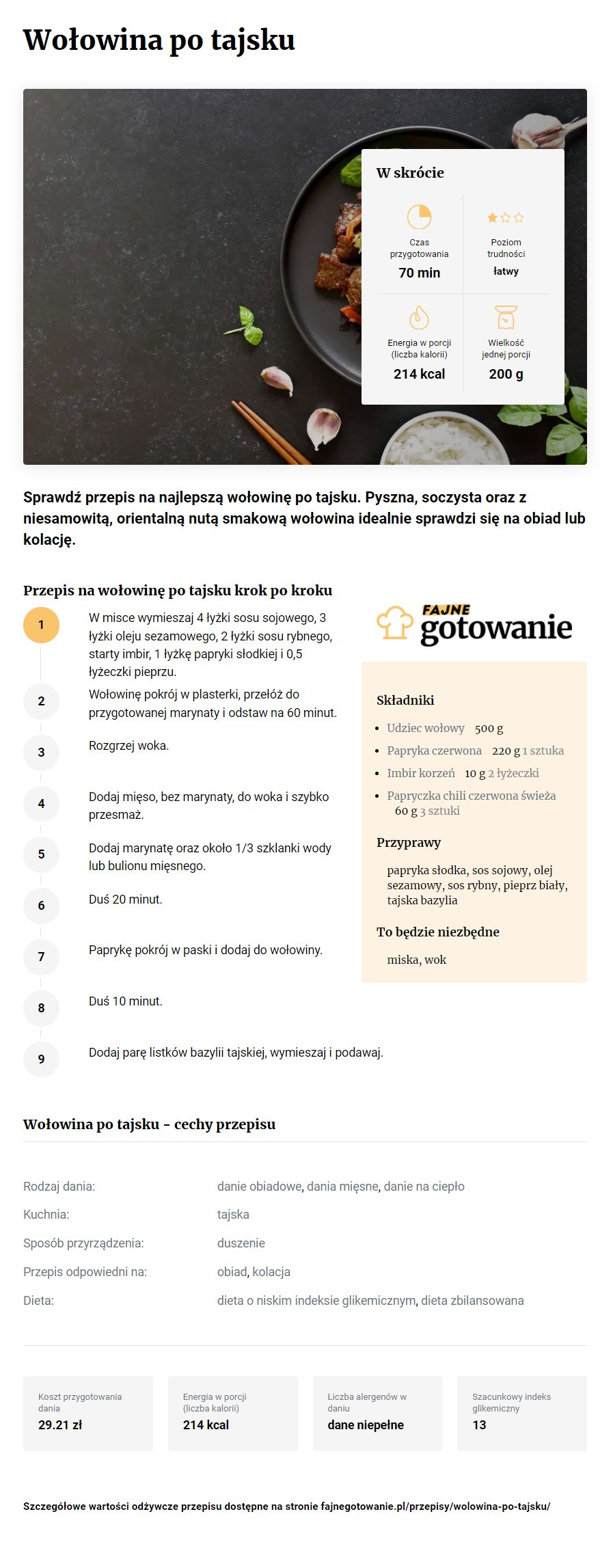 Wołowina po tajsku