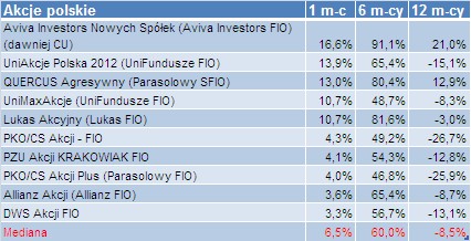 Fundusze Akcji polskich