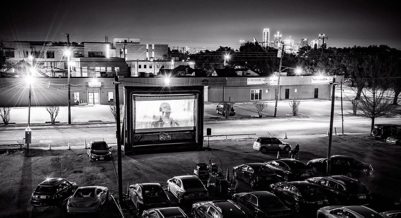 The Texas Theatre in Dallas turned its parking lot into a drive-in during the pandemic.