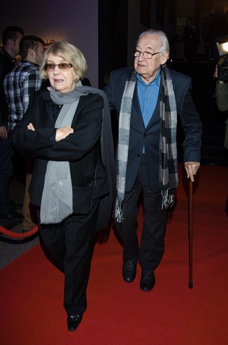 Krystyna Zachwatowicz i Andrzej Wajda na premierze filmu 'Bilet na księżyc'