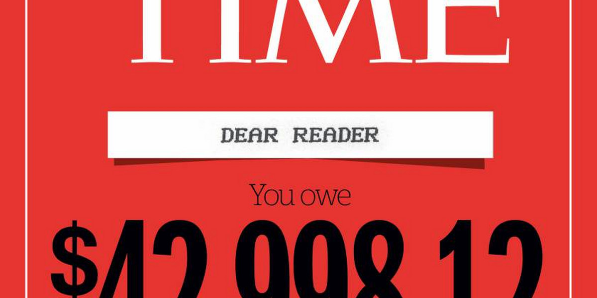 Time magazine tells its readers each US citizen owes $42,998.12 — which is both true and not true
