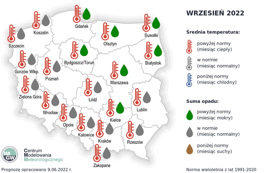 Wrzesień na wschodzie oraz północnym wschodzie przyniesie nadmiar opadów