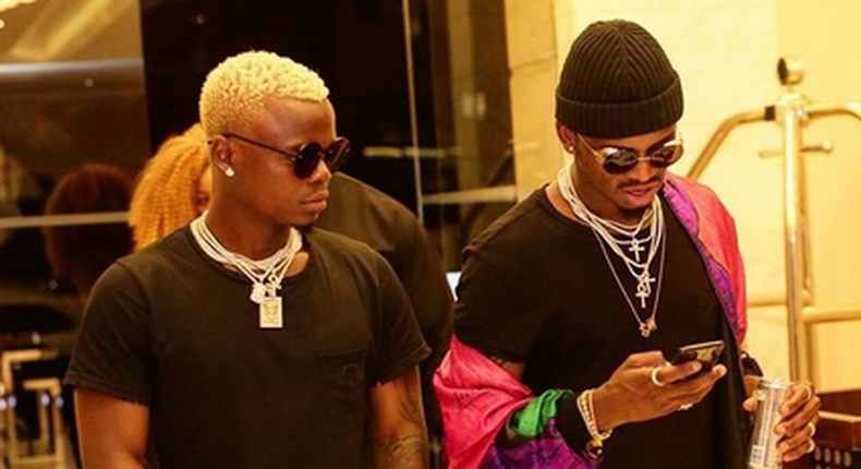 Tanzanian artistes Diamond Platnumz with Harmonize