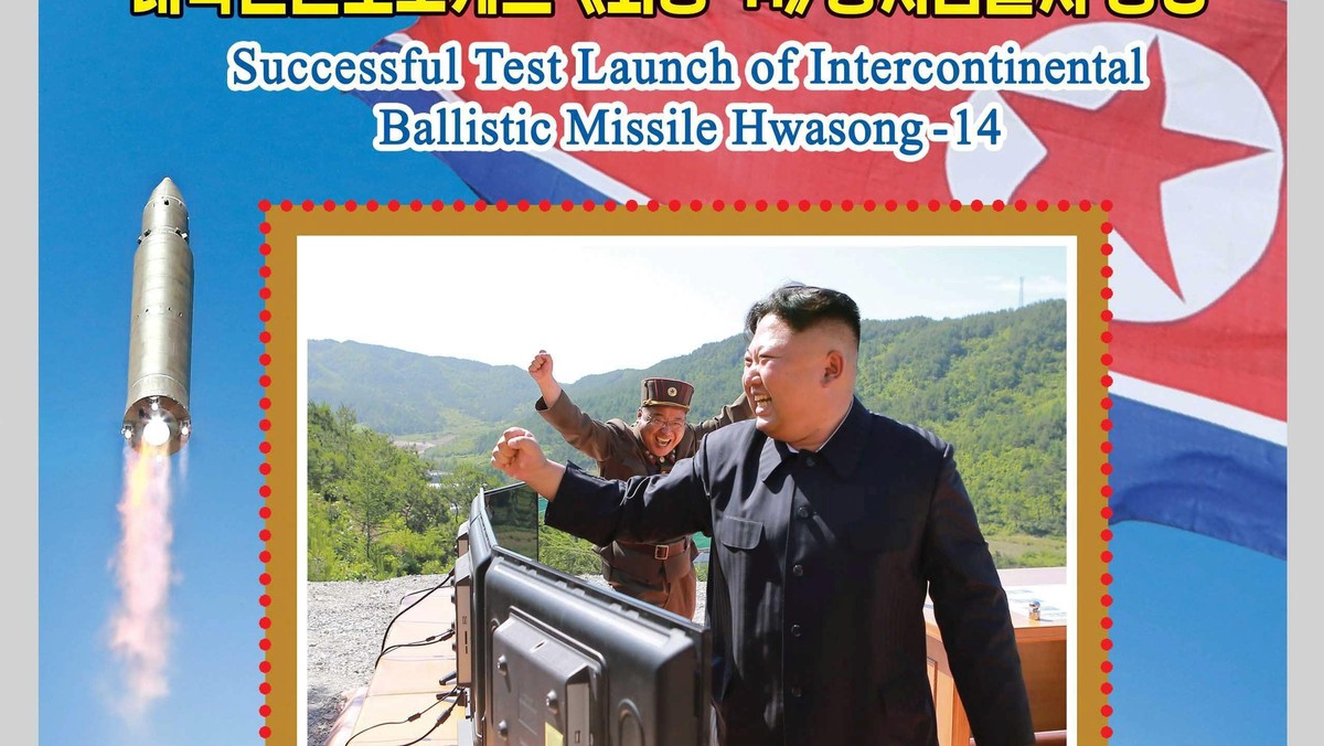 New stamp issued in commemoration of the successful test launch of the Hwasong-14 intercontinental