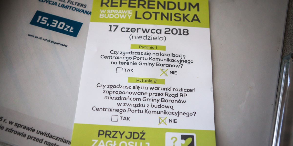 W niedzielę 17 czerwca w gminie Baranów odbywa się referendum, w którym mieszkańcy decydują, czy chcą budowy CPK