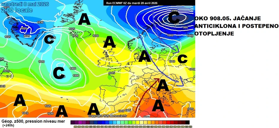 Nakon 8. maja postepeno otopljavanje