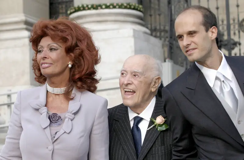 Sophia Loren i Carlo Ponti na ślubie swojego syna Fot. Michel Dufour/WireImage