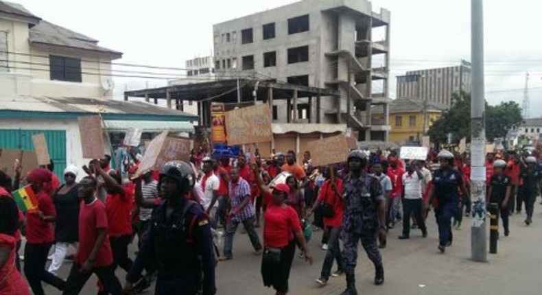 Ghana workers demonstrate against high utility tariffs, fuel price hikes