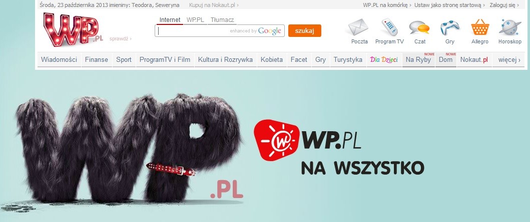 <b>1995 - WP.PL</b>
<br><br>
Swoją działalność rozpoczyna Wirtualna Polska - pierwszy polski portal internetowy stworzony przez absolwentów Politechniki Gdańskiej. Początkowo WP.PL funkcjonował jako forum pomysłów, a w marcu 1995 roku przerodził się w pełnoprawny serwis internetowy. Do 1998 roku strona znajdowała się pod adresem ww.wp.cnt.pl.