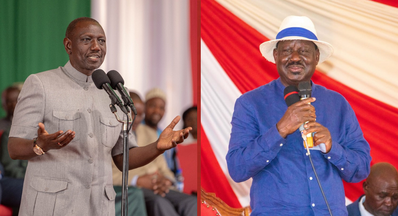 President William Ruto and Azimio coalition party leader Raila Odinga