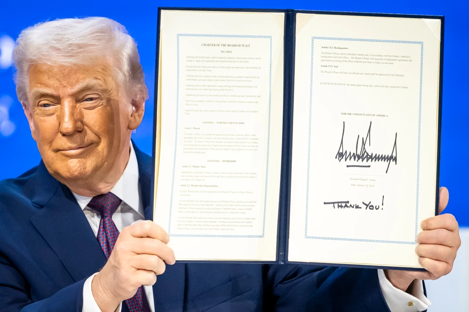 Donald Tramp na ceremoniji osnivanja Odbora za mir u januaru 2026. godine