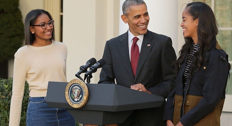 President Barack Obama with his daughters Sasha (left) and Malia.Chip Somodevilla / Getty Images