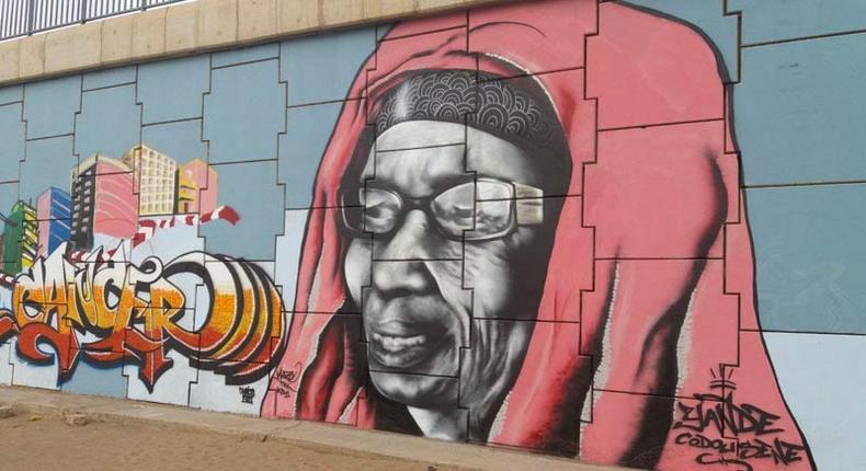 Yande Codou Sène sur une fresque murale à Dakar, Sénégal