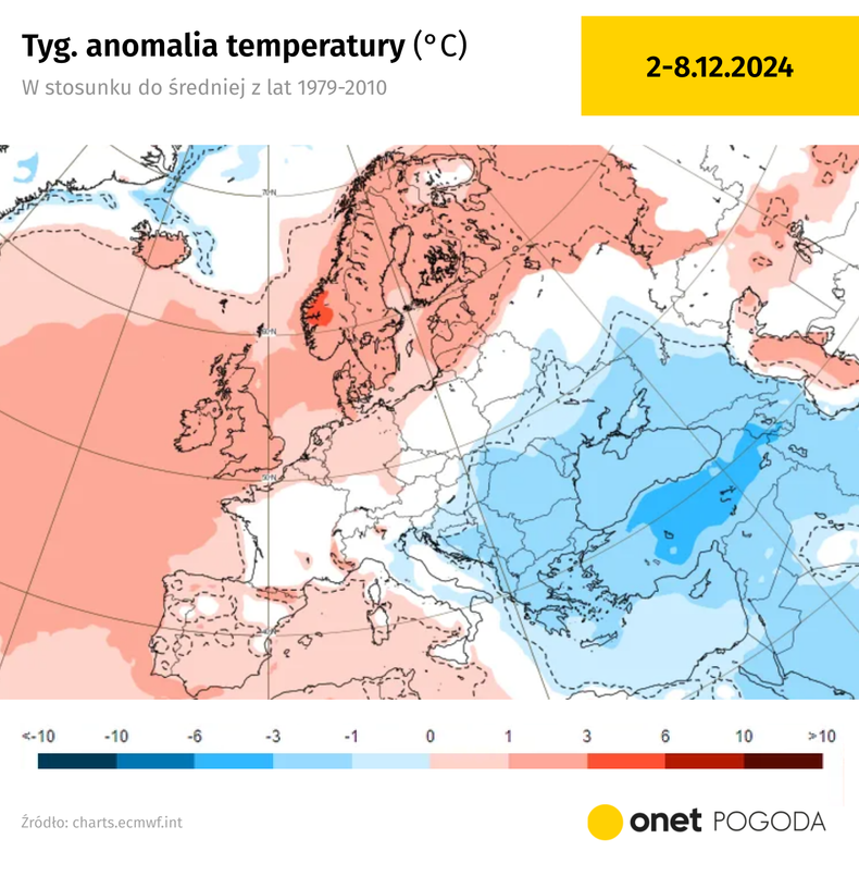 Początek grudnia powinien przynieść nieco niższe temperatury, bliższe normie