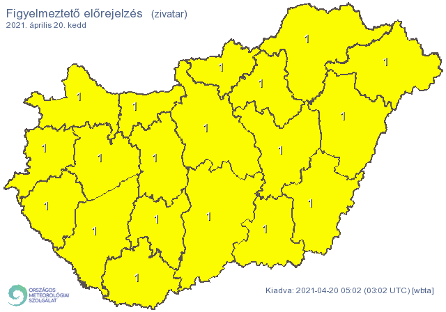 Elsődleges veszélyforrást a villámlás jelent, emellett esetenként szélerősödés, jégeső előfordulhat /Fotó: met.hu