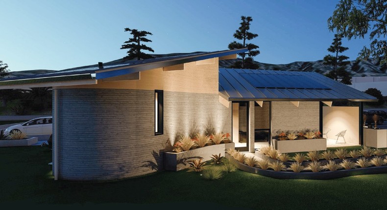 Woodbury University School of Architecture is 3D printing the exterior walls of its 425-square-foot tiny home, dubbed the Solar Futures House, as shown in its rendering.Woodbury University School of Architecture