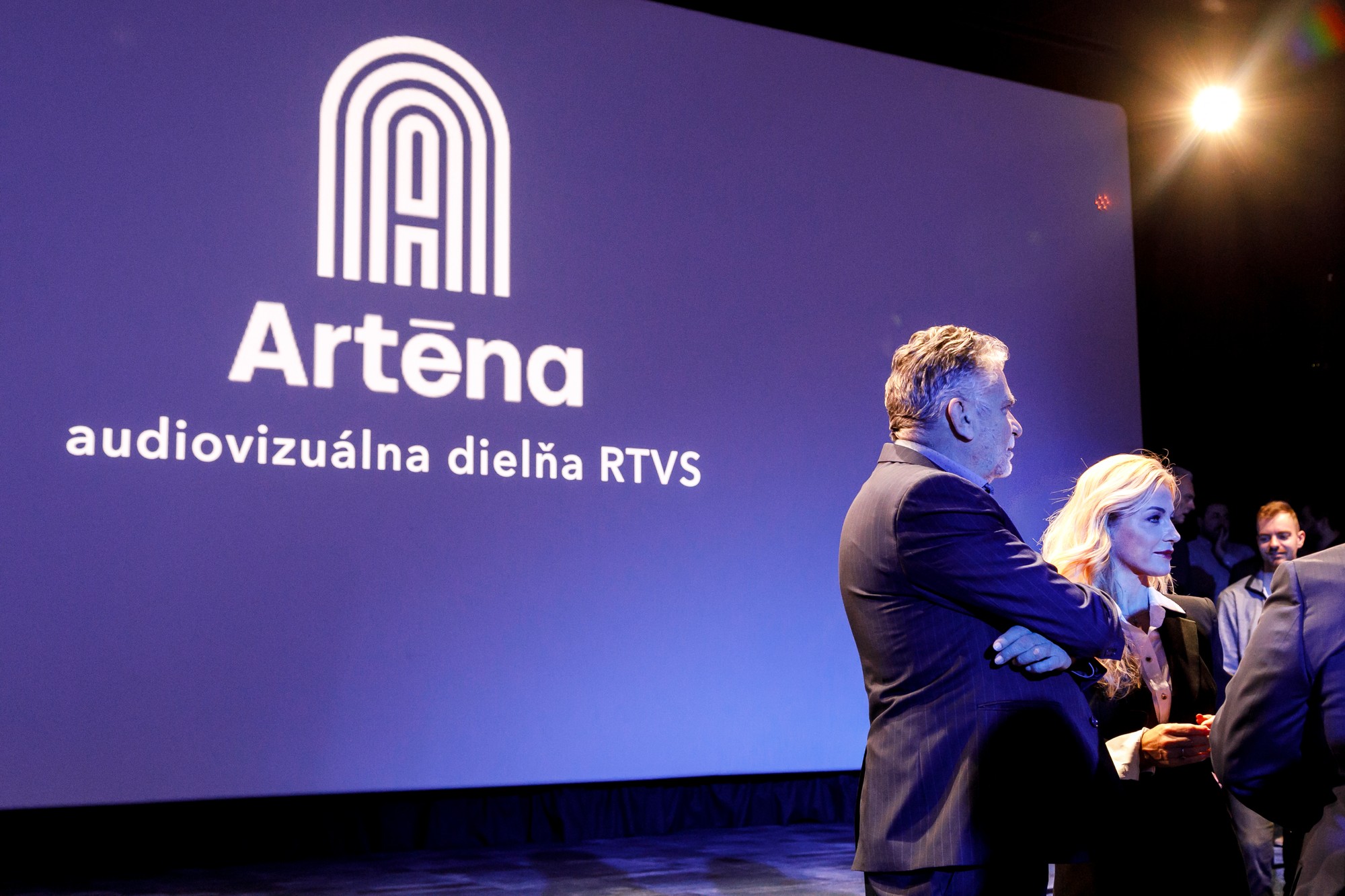 Generálny riaditeľ RTVS Ľuboš Machaj a ministerka kultúry SR Martina Šimkovičová počas otvorenia kreatívneho centra RTVS - Arténa.