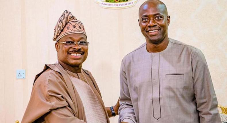 Former Governor of Oyo State, Dr Abiola Ajimobi, expresses solidarity with his successor, Governor Seyi Makinde as he battles with Coronavirus. [wuzupnigeria]