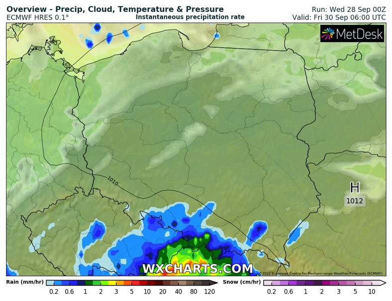 W nocy od południa nadciągnie nowa deszczowa strefa