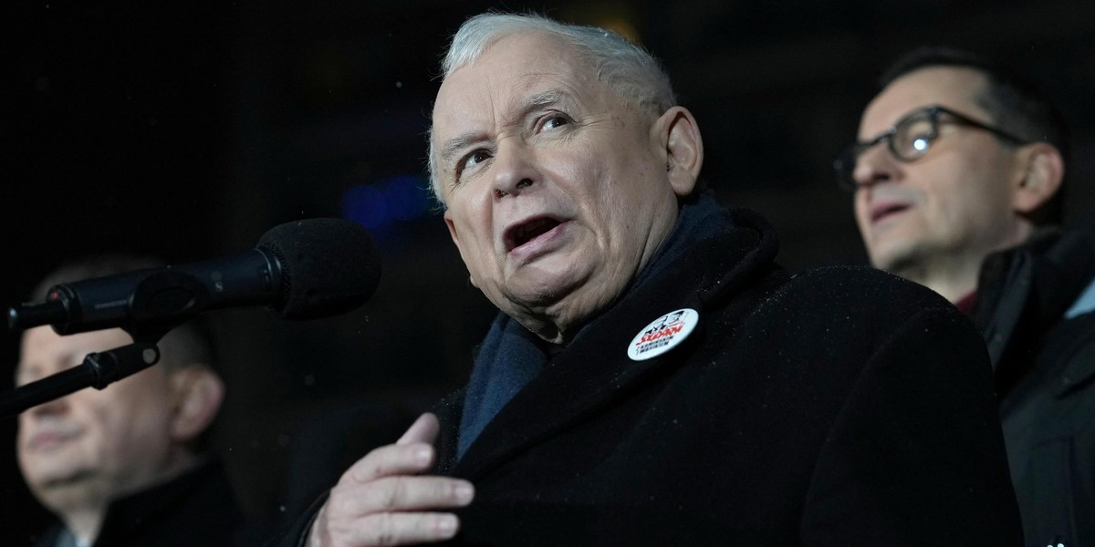 Jarosław Kaczyński podczas "Protestu Wolnych Polaków". 