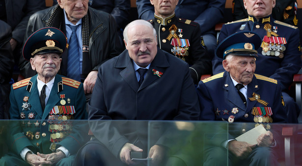 Alaksandr Łukaszenko podczas parady w Moskwie