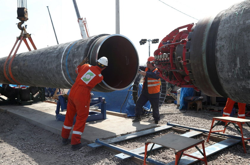 FILE PHOTO: Workers are seen at theconstruction siteof the NordStream2 gas pipeline in Russia