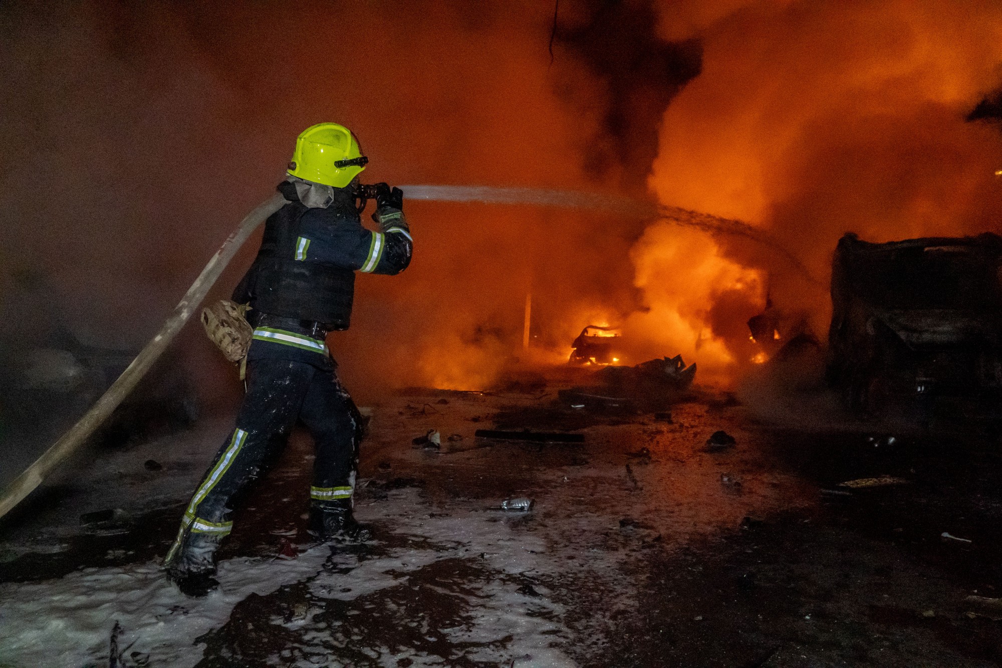 Zábery po útoku na mesto Charkov.