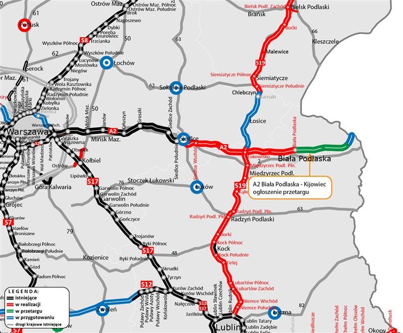 A2 od Białej Podlaskiej do Kijowca - przetarg