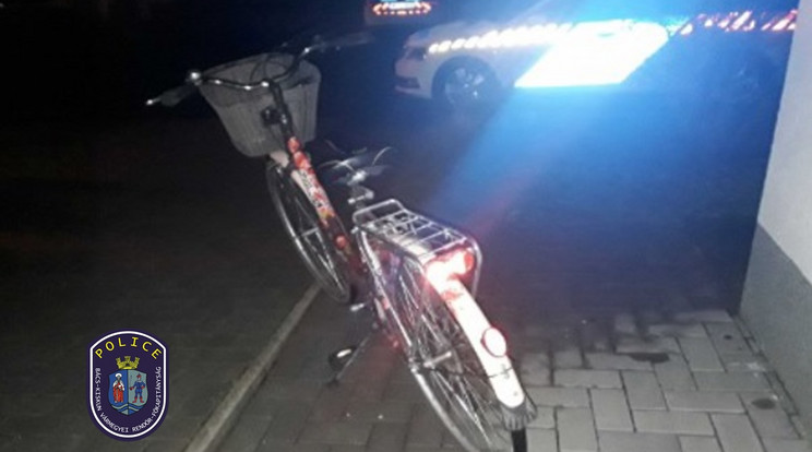 Az autópályán hajtott lopott pipacsmintás biciklijével egy férfi Bács-Kiskun vármegyében /Fotó: police.hu