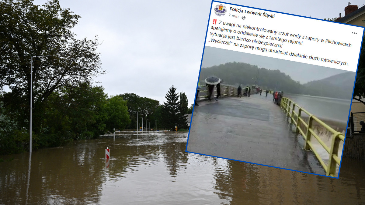 Poziom wody rośnie, a niektórzy robią... "wycieczki" na zaporę